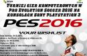 Plakat turnieju gier komputerowych PES 2016